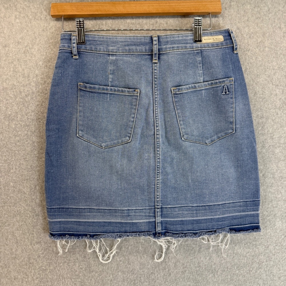 Articles of Society Button Front Jean Denim Mini Skirt Raw Hem Womens Size 26 - Picture 5 of 12